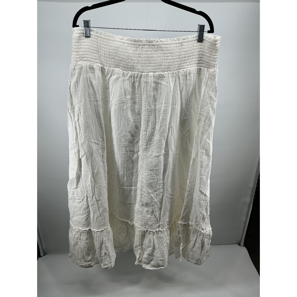 100% Organic Cotton Gauze Smocked Maxi Skirt - Picture 3 of 4